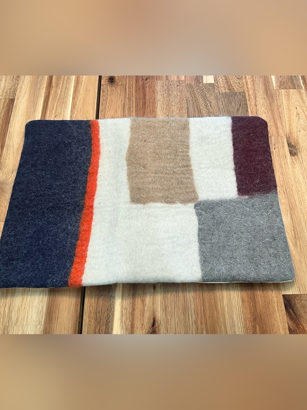 WEST ELM Pillow Cover Navy, Orange Geometric 12" x 16” Accent Pillow